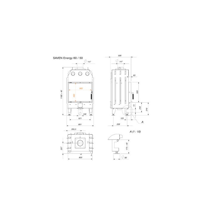 Cheminée en acier Saven Energy 60x50 Eco 14,5 kW