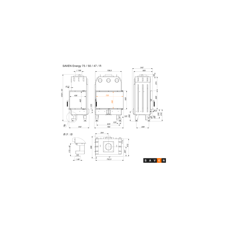 acciaio SAVEN Energy 75x50x47L Eco 15.1 kW