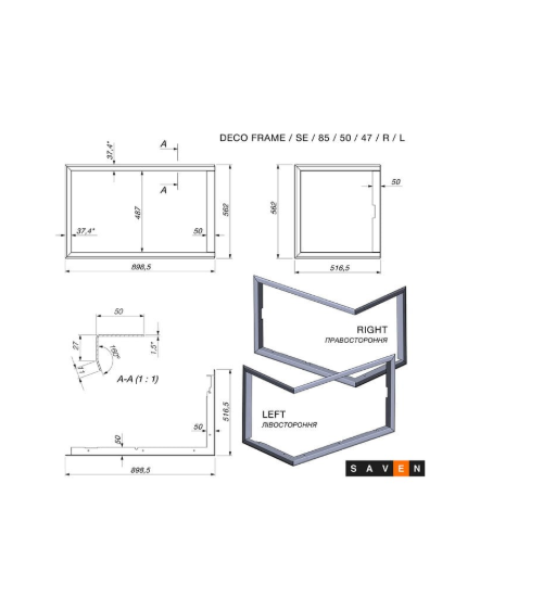 lareira em aço SAVEN Energy 85x50x47R Eco 17 kW