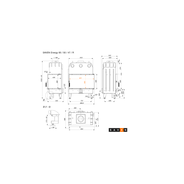 acciaio SAVEN Energy 85x50x47R Eco 17 kW