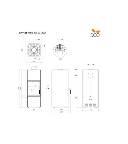 Chauffage en acier Saven Vatra L 40x50 Eco 6,5 kW