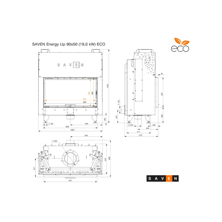 Insert de cheminée SAVEN Energy Up 90x50 (19,0 kW) ECO Insert de cheminée SAVEN Energy Up 90x50 (19,0 kW) ECO