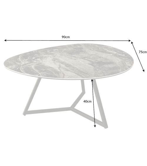 Table basse MARVELOUS 90 cm en céramique taupe et verre trempé