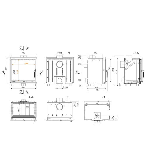 Inserte el casete para la cheminée SAVEN en 60x62 ECO