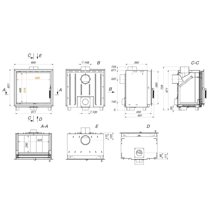 Inserire la cassetta per cheminée SAVEN in 60x62 ECO