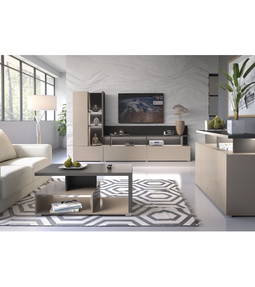 Salon complet SERIO - beige et noir