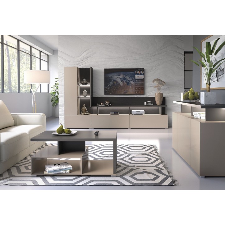 Salon complet SERIO - beige et noir