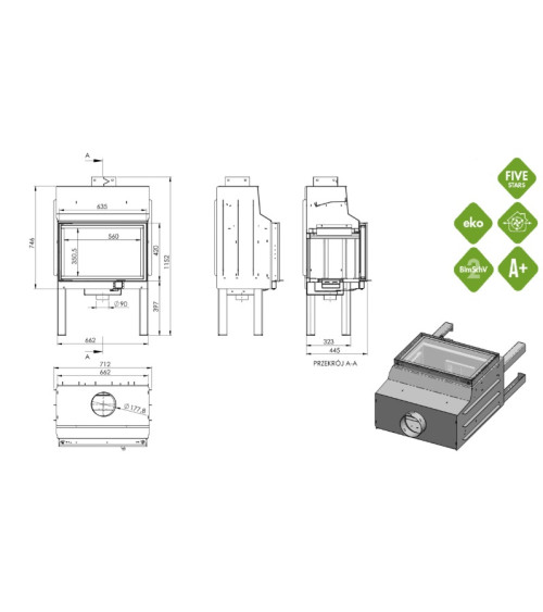 Insertable de chimenea HEATING.PRO.M.6 - izquierdo