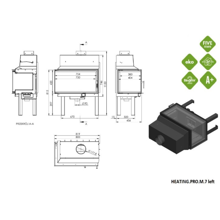 Inserto para chimenea HEATING.PRO.M.7 – izquierda