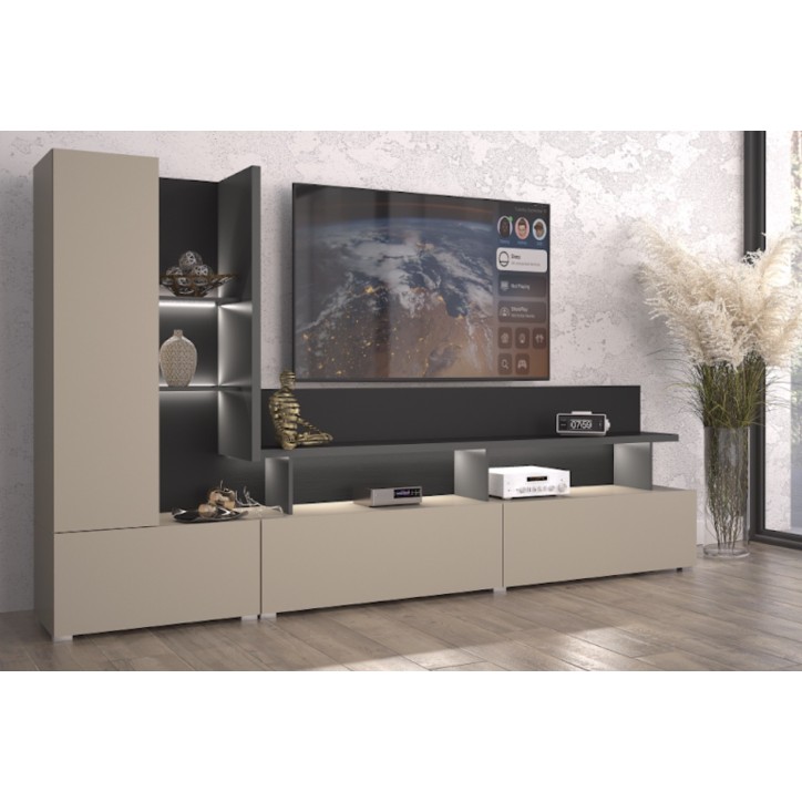 Salon complet SERIO - beige et noir