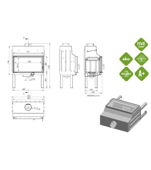 Insert cheminée HEATING.PRO.M.7 simple