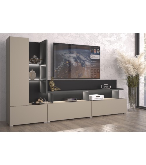 Salon complet SERIO - beige et noir