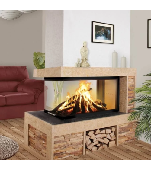 Inserto para chimenea 100 EVO LD doble cara TUNNEL d200 96 CM 8-14kW diseño de alta gama