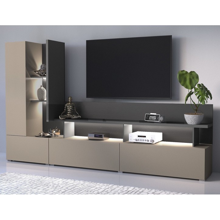 Salon complet SERIO - beige et noir