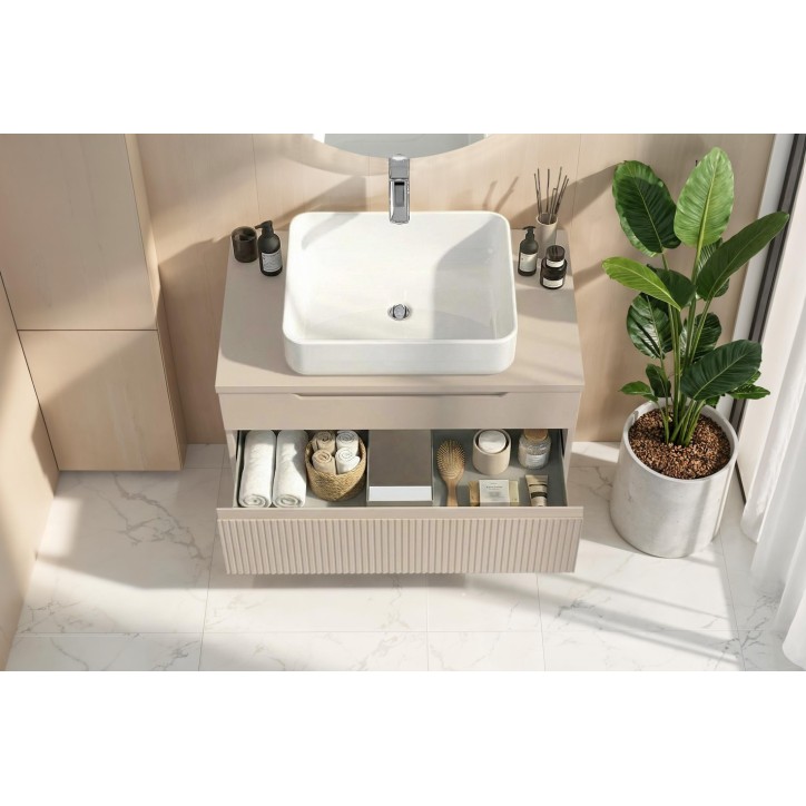 Set mobili da bagno, mobile +colonna RIO cashmere, 80x 93 x 48 cm