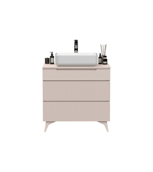 Meuble salle de bain suspendu+colonne RIO cashmere 80x93x48 cm