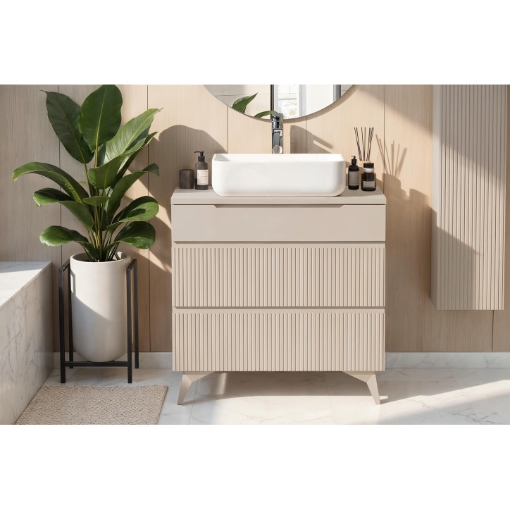 Set mobili da bagno, mobile +colonna RIO cashmere, 80x 93 x 48 cm