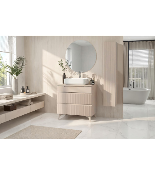 Mobile da bagno, pensile+colonna+lavabo doppio START bianco lucido, 122 x 53 x 47 cm