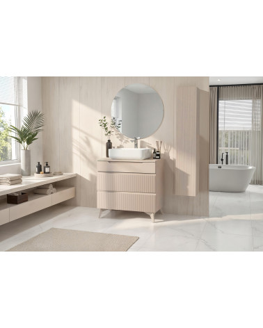 Meuble salle de bain suspendu+colonne RIO cashmere 80x93x48 cm