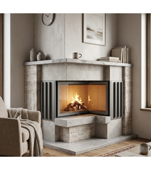 Insertable de chimenea de esquina Kominek 12KW 109cm x 103cm