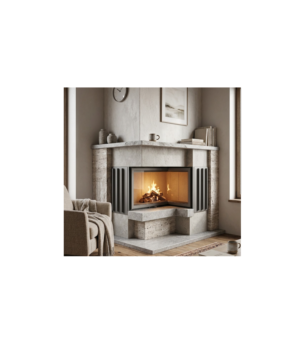 Insertable de chimenea de esquina Kominek 12KW 109cm x 103cm