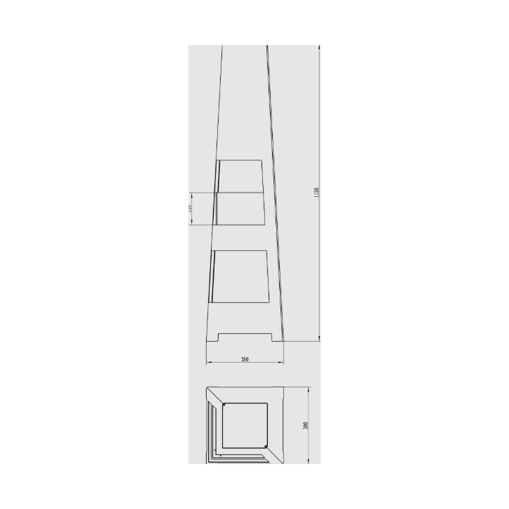 Lareira ecológica de jardim em pirâmide autoportante, preto mate 115 x 30 cm