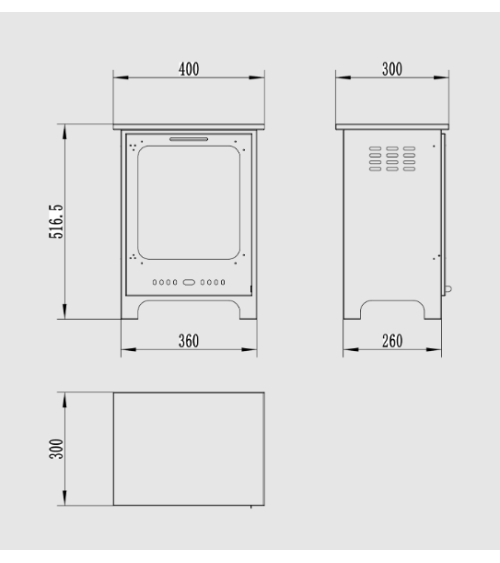 Lareira ecológica tipo salamandra Mini, preto mate com vidro