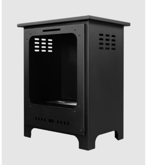 Biocheminée type poêle Mini, noir mat avec vitre 40 x 52 x 30 cm