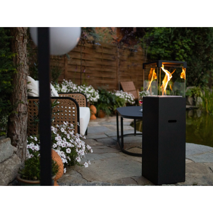 Biocheminée sur pied PATIO – BESTIA noir mat 95,7 x 26,8 cm