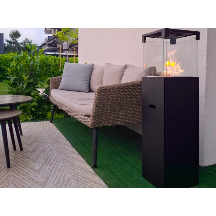 Lareira de bioetanol de pé PATIO – BESTIA preto mate 95,7 x 26,8 cm
