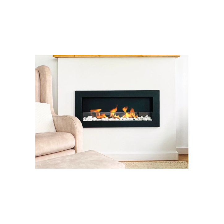 Biocheminée 900x400 SLIM noire structurée avec vitre Biocheminée 900x400 SLIM noire structurée avec vitre
