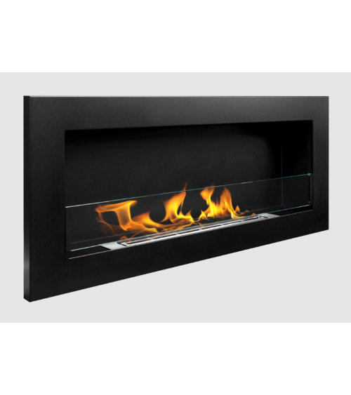 Biocheminée 900x400 SLIM noire structurée avec vitre