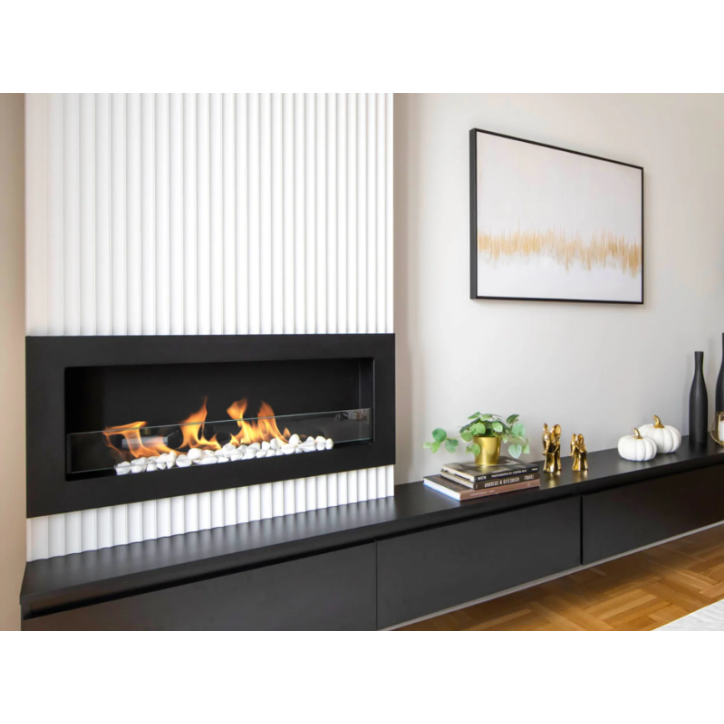 Biocheminée 900x400 SLIM noire structurée avec vitre Biocheminée 900x400 SLIM noire structurée avec vitre