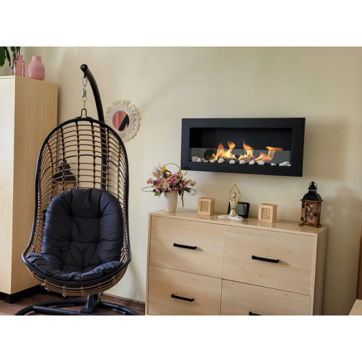 Biocheminée 900x400 SLIM noire structurée avec vitre Biocheminée 900x400 SLIM noire structurée avec vitre
