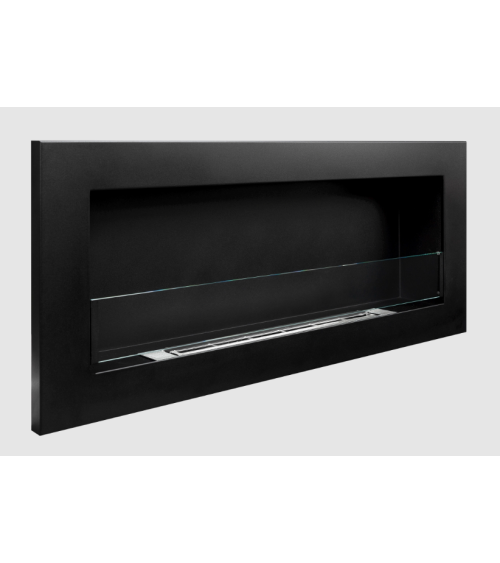 Lareira de bioetanol 900x400 SLIM preta estruturada com vidro