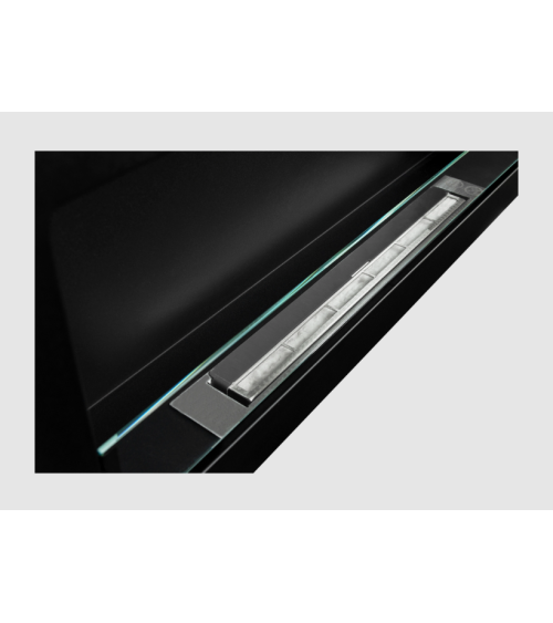 Lareira de bioetanol 900x400 SLIM preta estruturada com vidro