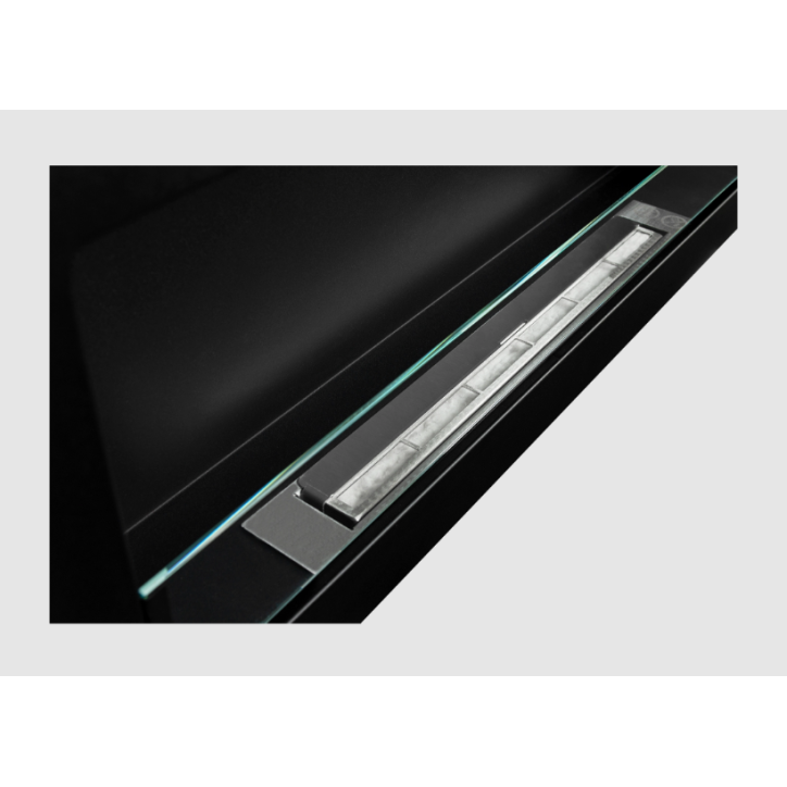 Lareira de bioetanol 900x400 SLIM preta estruturada com vidro