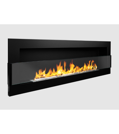 BIOCAMINO 1200x400 struttura nera con vetro
