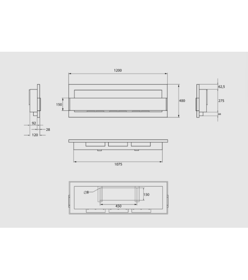 BIOLAREIRA 1200x400 estrutura preta com vidro