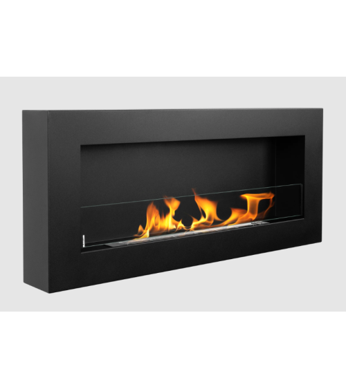 Bio-lareira Box 900 x 400 preta com vidro