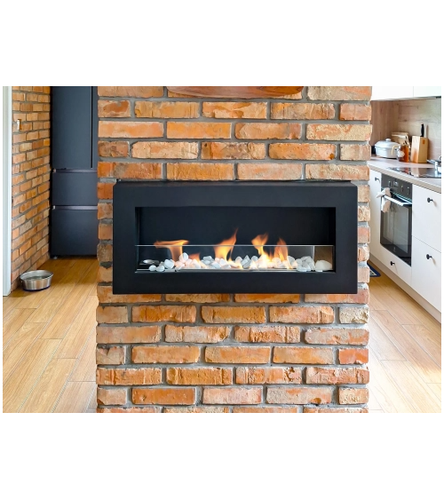 Biochimenea Box 900 x 400 negra con cristal