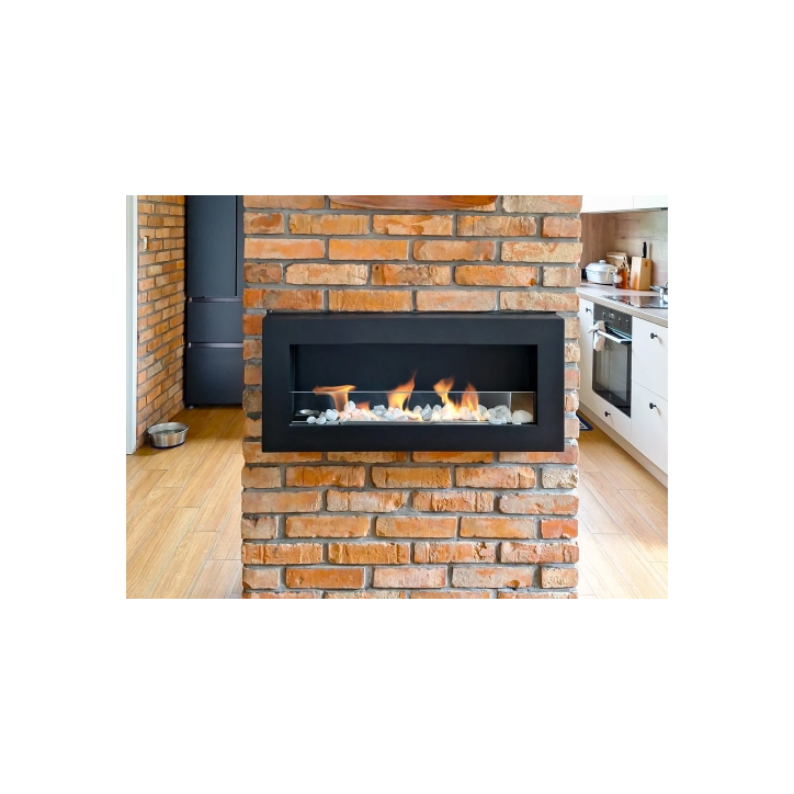 Bio-lareira Box 900 x 400 preta com vidro