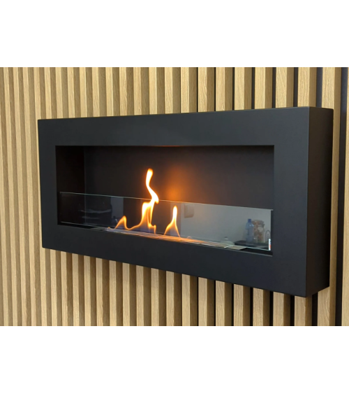 Bio-lareira Box 900 x 400 preta com vidro
