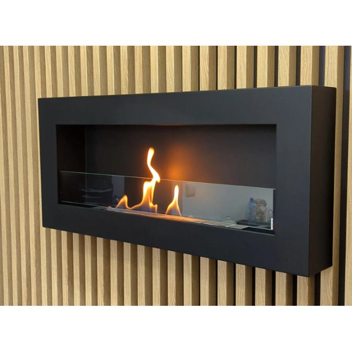 Bio-lareira Box 900 x 400 preta com vidro