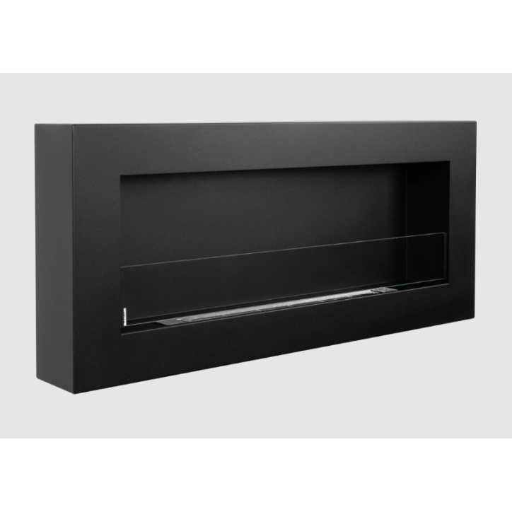 Biochimenea Box 900 x 400 negra con cristal