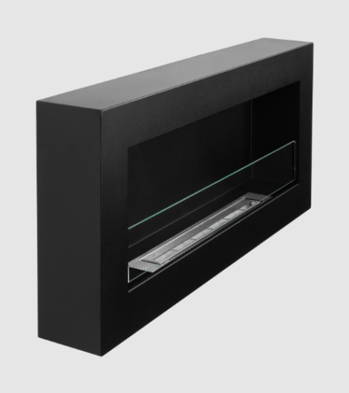 Bio-lareira Box 900 x 400 preta com vidro