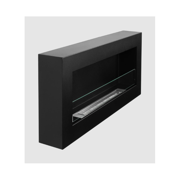 Bio-lareira Box 900 x 400 preta com vidro