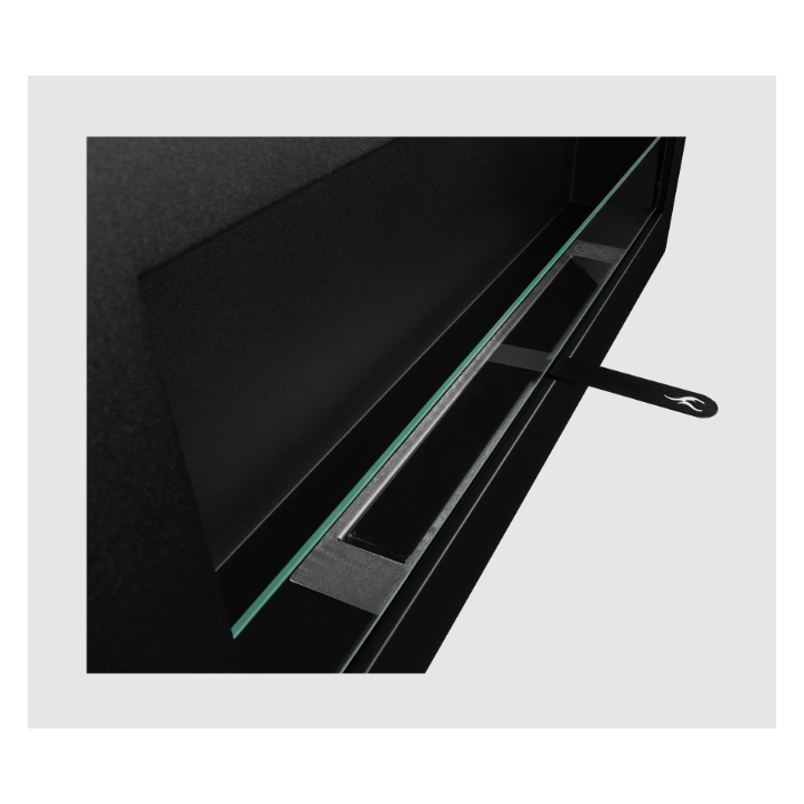 Biochimenea Box 900 x 400 negra con cristal