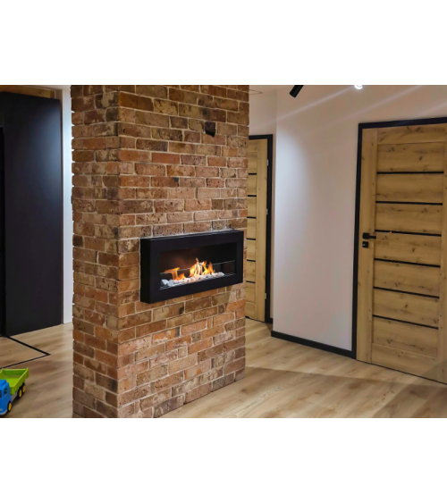 Bio-lareira Box 900 x 400 preta com vidro