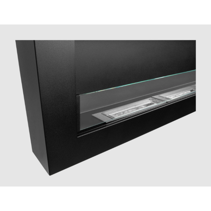 Bio-lareira de parede 1200 x 400 BOX com vidro – Acabamento estruturado